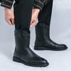 Luxury Brand Fashionable Thick Soled Mens Long Boots Outdoor High-Quality Motorcycle Boots Versatile Grain High Top Cowboy Boots