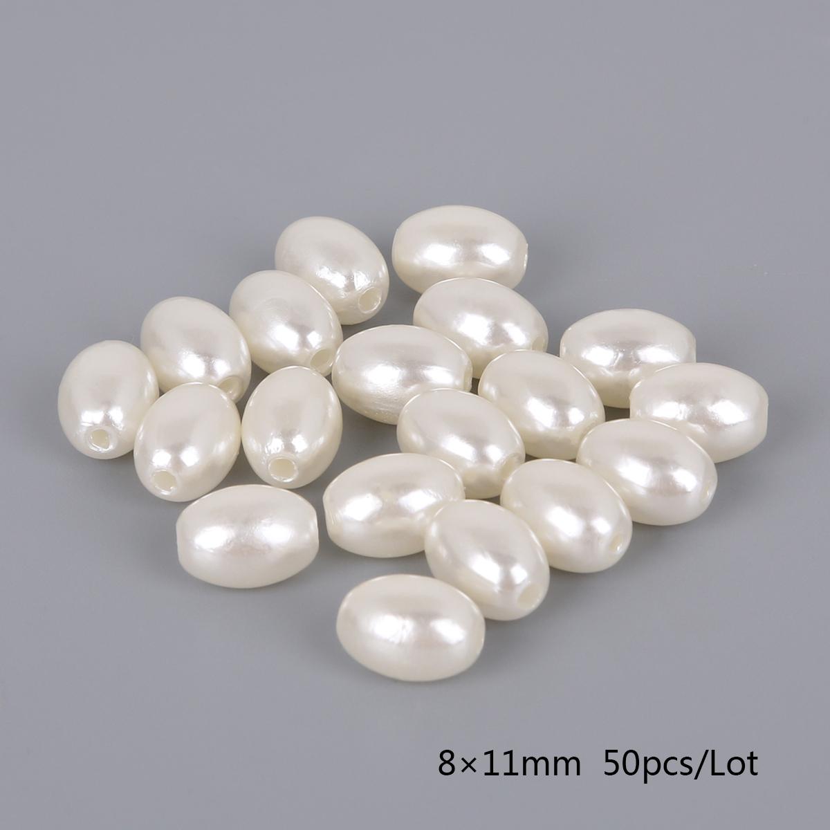 

Многоразмерные белые овальные бусины из АБС-пластика цвета слоновой кости с имитацией жемчуга для изготовления ювелирных изделий 8x11mm 50pcs