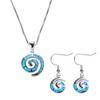 Imitation Blue Fire Opal Cute Animal Spiral Pendant Necklace Earrings Accessories Set For Women Wedding Party Jewelry