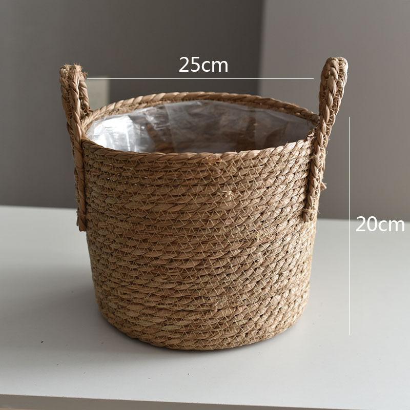 Oversized Straw Pot Extra Large Potted Plant Green Plant Flower Basket Plant Basket Woven Floor-to-Floor Indoor Bonsai