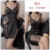 Sexy Backless Pajamas Perspective Lace Large Size Temptation Plus Chest Pad Nightdress Robe Home Set J