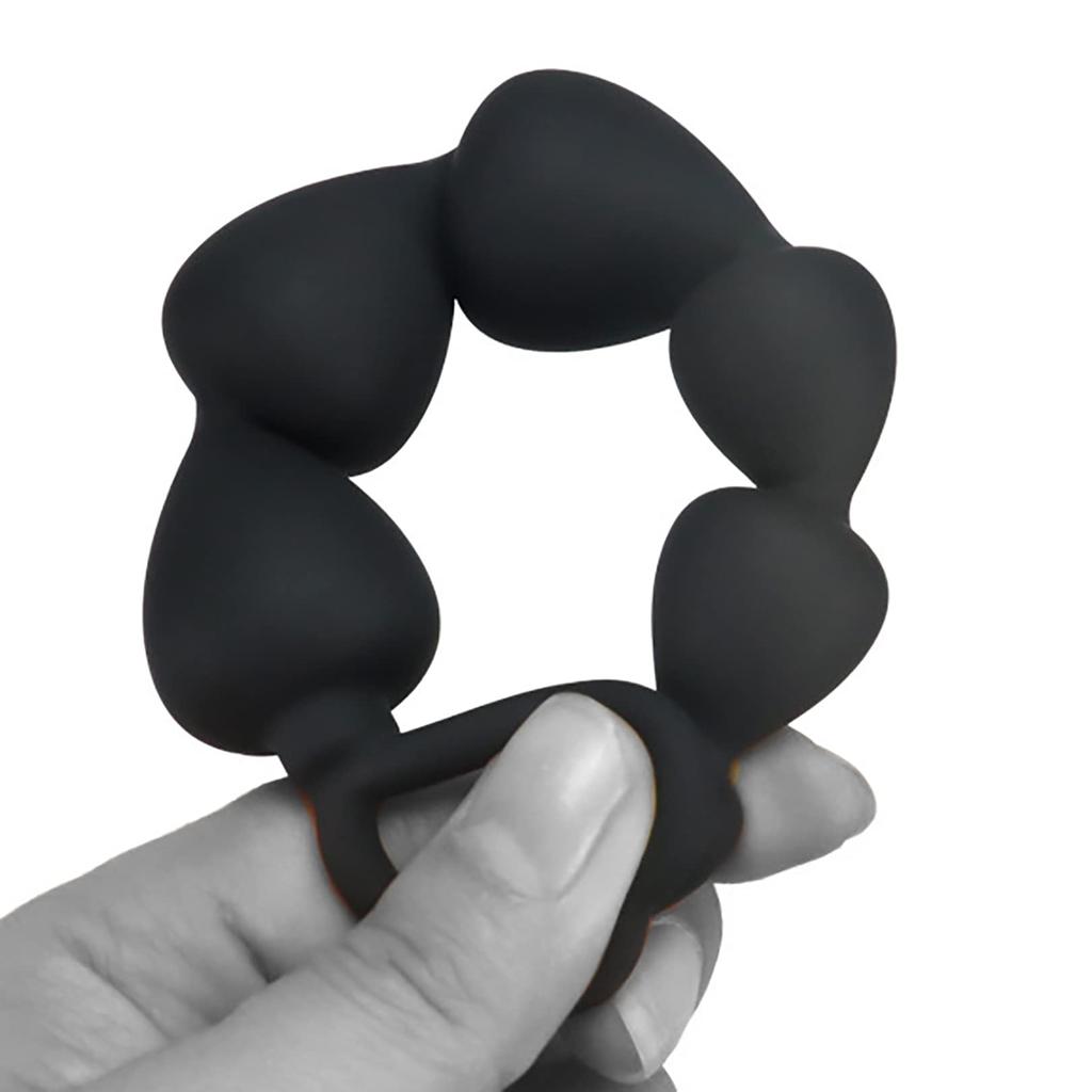 Anal Beads for Anal Thin Anal Silicone Anal Plug with Finger Anal Black Beginners, 6-Bead Pearls, Beads, Loop, Multi-Purpose Toy, 175mm,