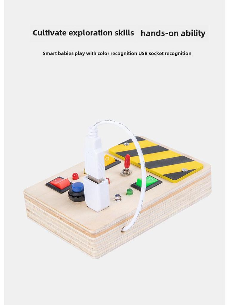 Interactive LED Wooden Busy Board: Children's Early Education Toy with Switches & Sockets