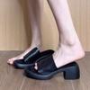 High Heels Women Slippers Chunky Heeled Shoes Summer Dress Woman Sandals 2025 New Elegant Pumps Walking Mujer Slides