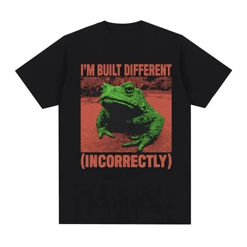 Horror Is Endless Yet Im Still Silly TShirt Japanese Literary Frog Retro Washed Short Sleeve Unisexs Casual Tops Tshirt S