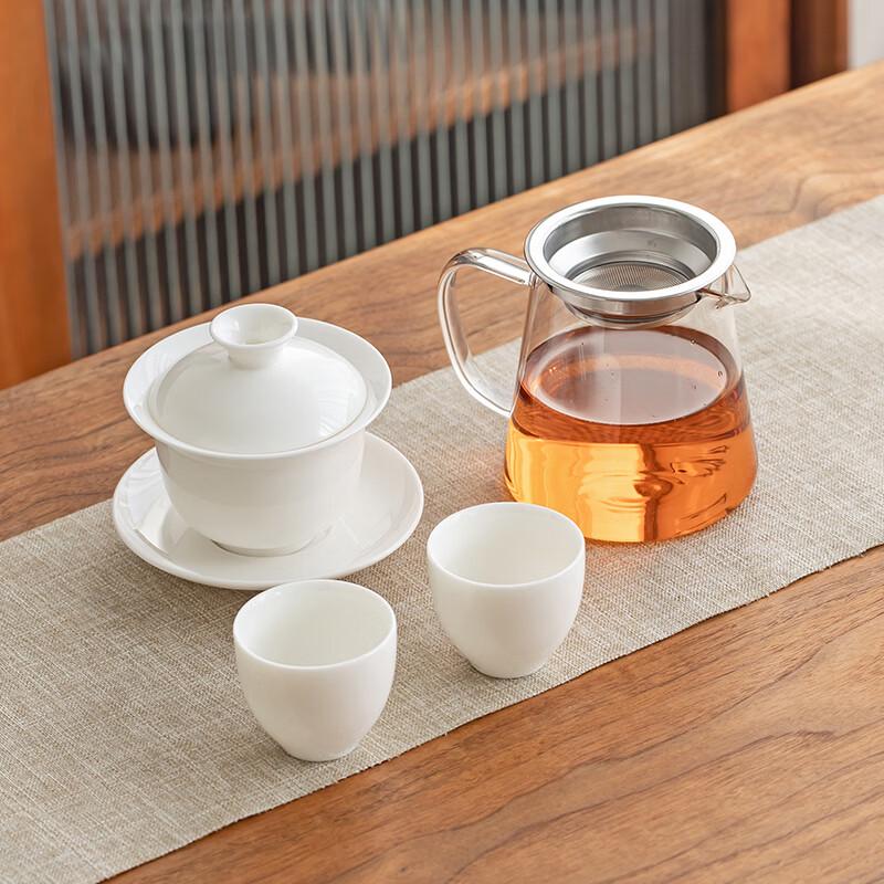 Chinese Gold-Inlaid Jade Ceramic Tea Set