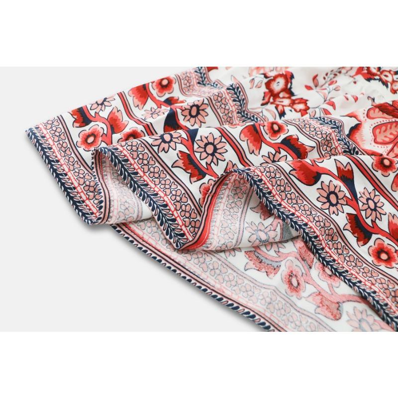 Women V Neck Sleeveless Floral Print Maxi Dress With Border Hem Casual Daily Wear