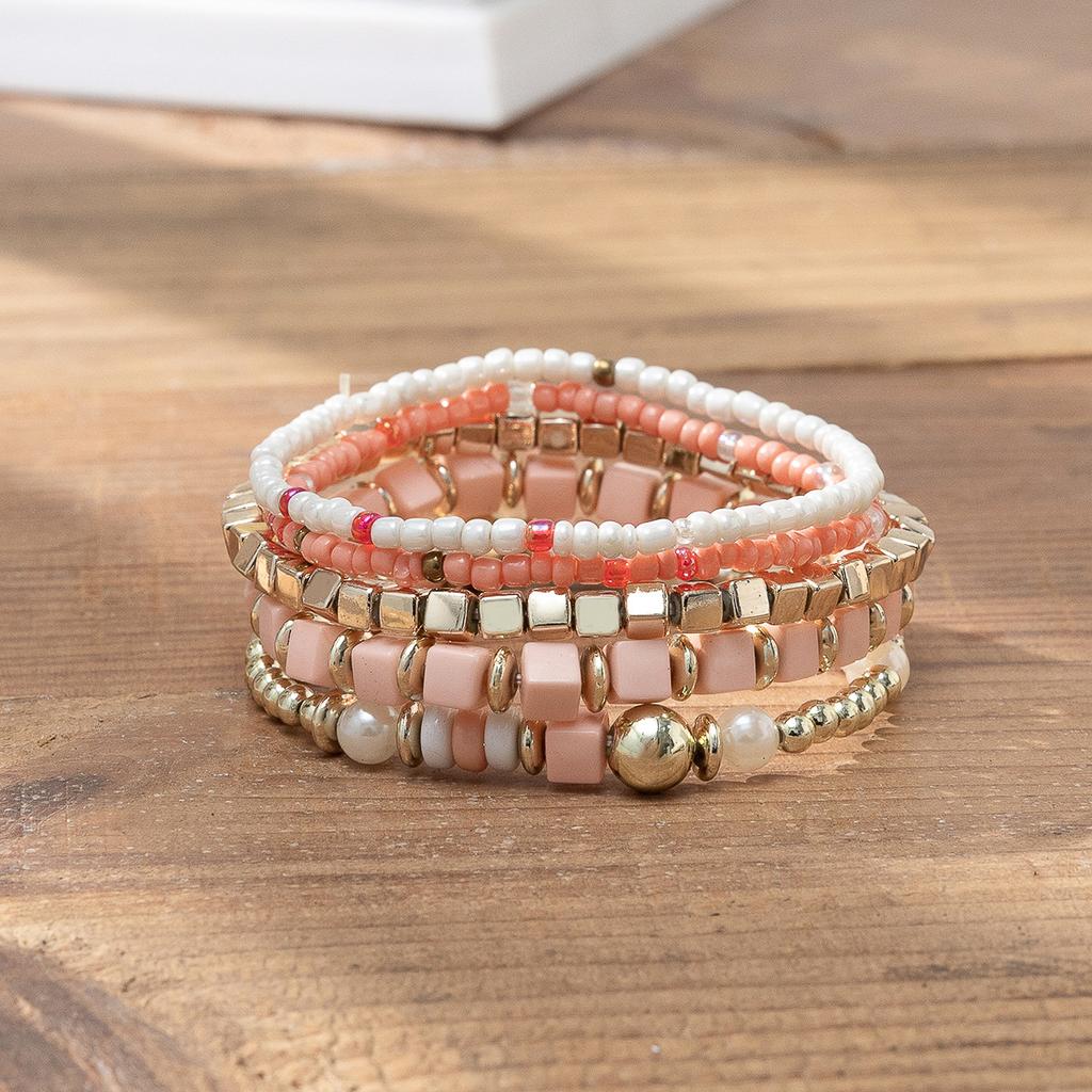 Boho Perlenarmband Instagram-inspiriert Nischenstil Farbblock-Stapelarmband-Set