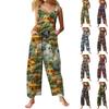 Women's Jumpsuit Halloween Print Casual Loose Retro Cotton And Linen Overalls With Pockets