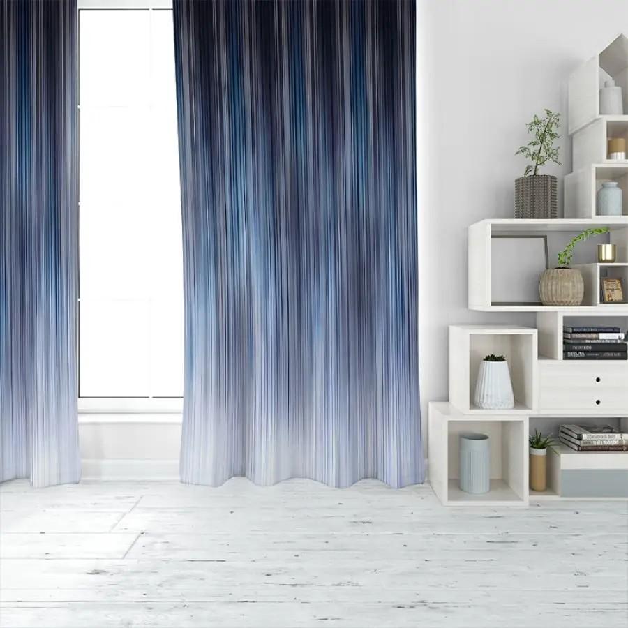 Blackout Jit Gradient Stripe Curtain Privacy Protection Polyester Living Room Decor Curtains Set Of 2 Made With Rod Pocket Washable Area Ready