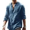 New Arrival Men's Solid Colour Casual Stand Collar Long Sleeve Shirt Linen Cardigan