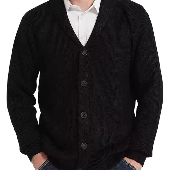 Herrenmantel aus Wollmischung mit Schalkragen, Pullover, Strickjacke mit Taschen, weiche, warme Strick-Winterjacke für die Arbeit, Partys und Sport