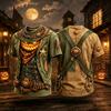 Halloween T-Shirt with Western Sheriff Pumpkin Print - Short Sleeve Casual Tee for Men and Women