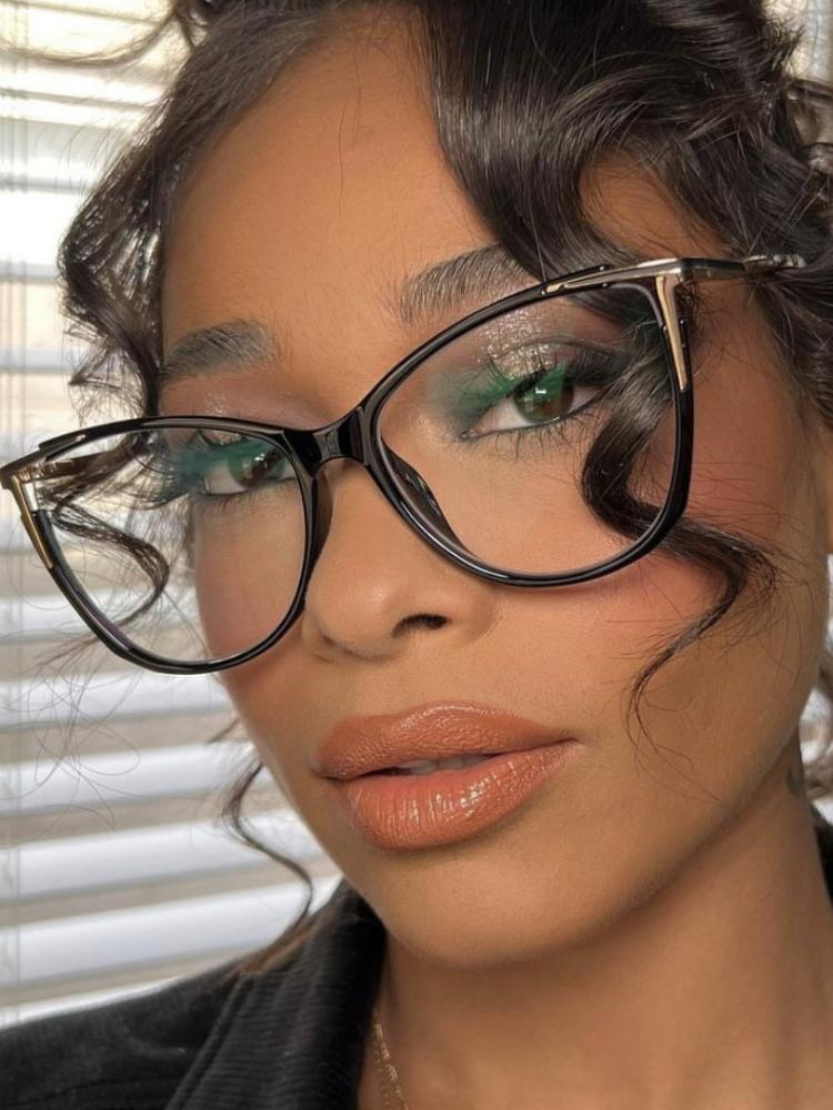 2023 New Fashion Women Anti Light Blue Cat Eye Glasses Frame Retro Hight Quality Luxury Optical Computer Reading Eyeglasses