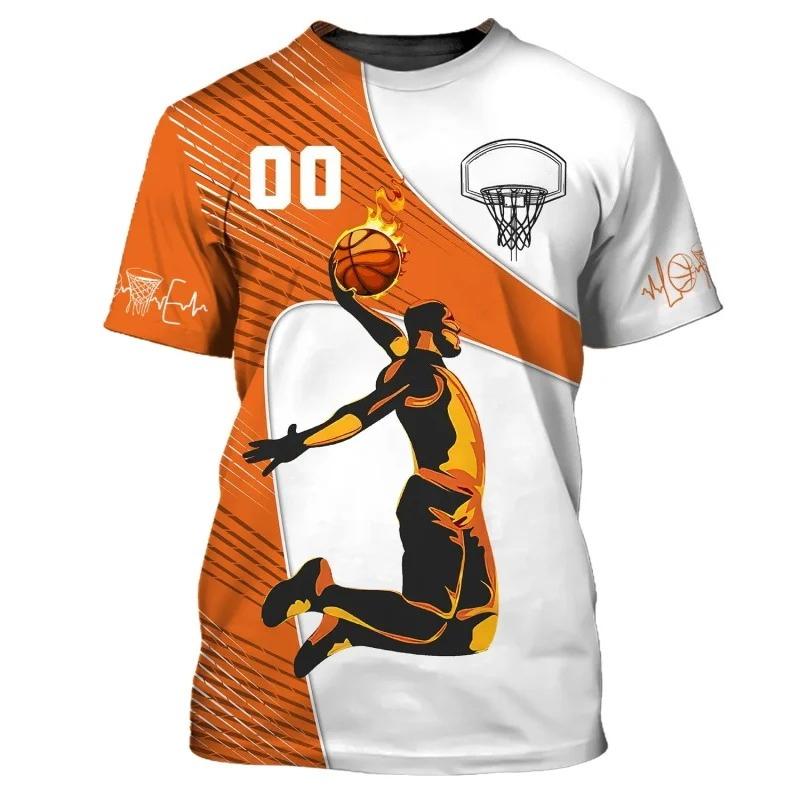 Basketball 3D Printed Loose Sports Leisure Large Size Short Sleeved T-shirt Men Fashionable Comfortable Soft Breathable T-shirt