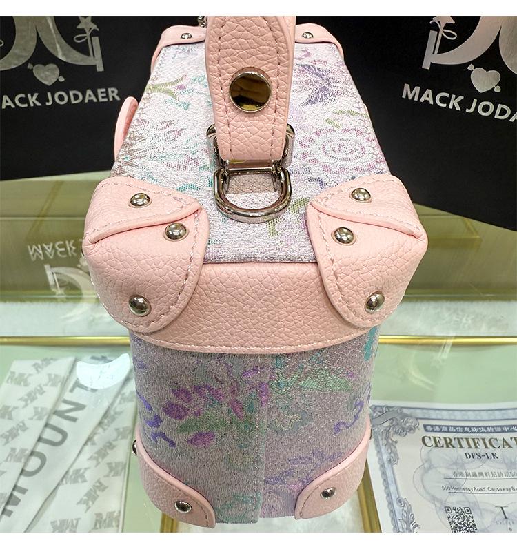 Song Brokat Rosa Kasten Tasche: 2026 Damen-Modehandtasche inspiriert vom chinesischen Kulturerbe