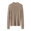 Women's Cashmere Striped High Neck Slim Fit Long Sleeve Top