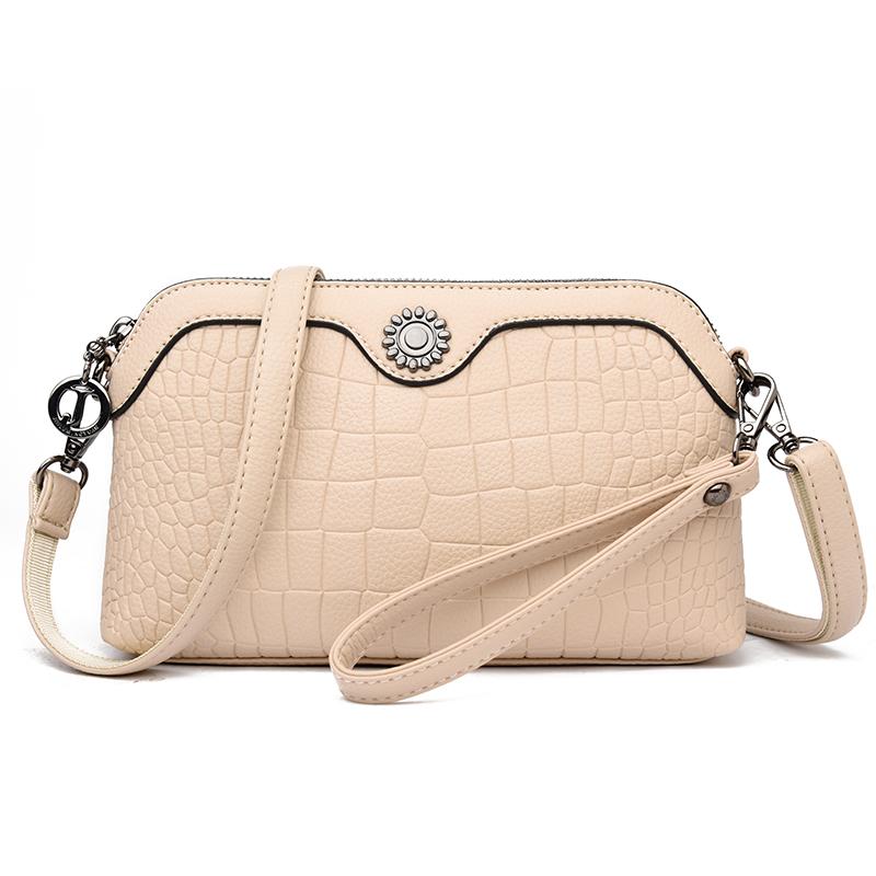 

New Fashi Women s Shoulder Bag PU Leather Crocodile Texture Handbag Elegant Crossbody Purse for Ladies Casual Office Daily Use бежевый