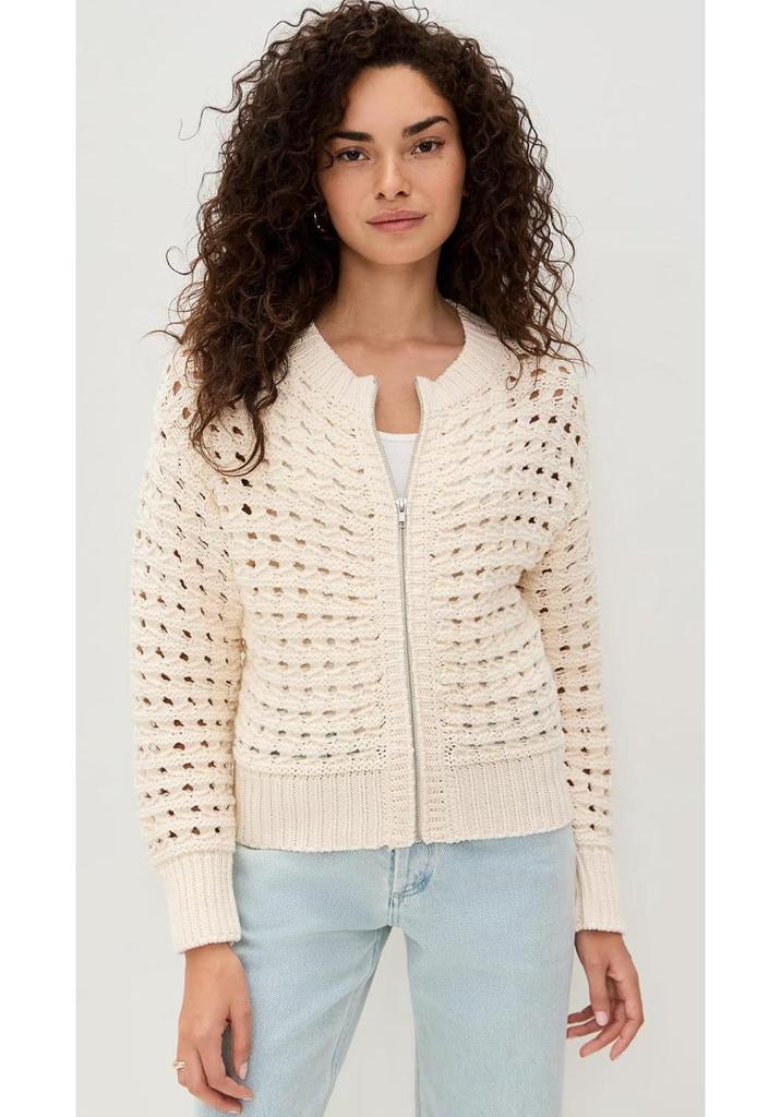 2026 Women's Casual Hollow Knit Zipper Sweater Jacket - Summer Trend