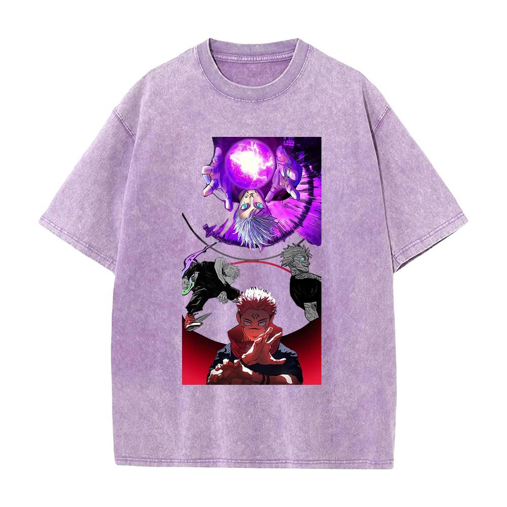 Gojo Satoru Ryomen Sukuna Jujutsu Kaisen Graphic T Shirt Men Women Cotton Tshirts Vintage Washed Tee Harajuku Oversized T-shirt