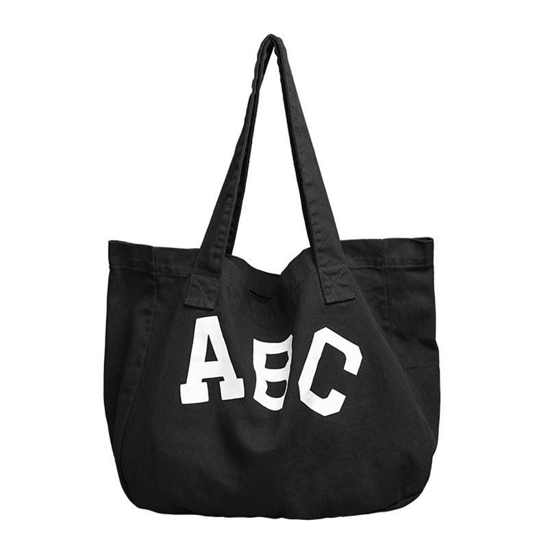 IELGY Japanische lässige Kunst-Canvas-Tasche, modische Handtasche mit Buchstabendruck