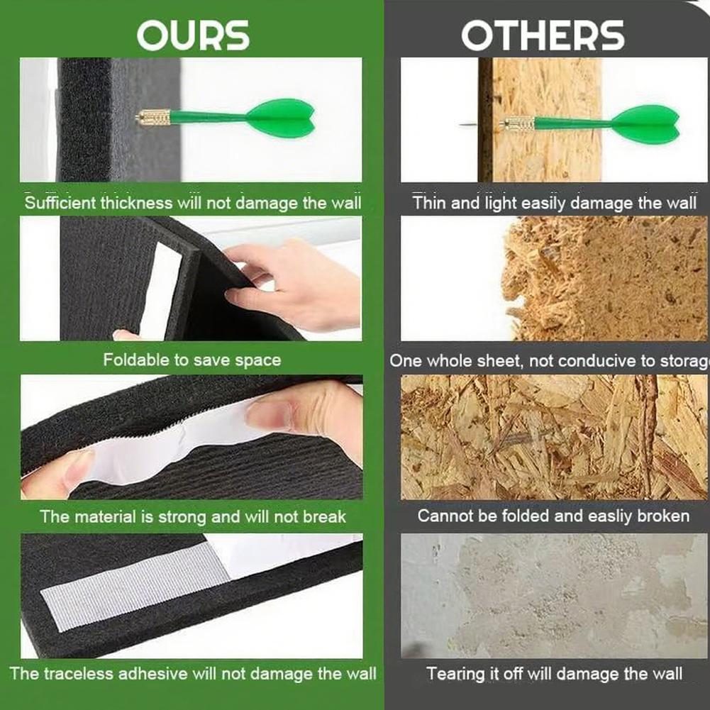 Dartboard Wall Protector Self-Adhesive Felt Wall Protector for Standard Size Dartboards Prevents Wall Damage