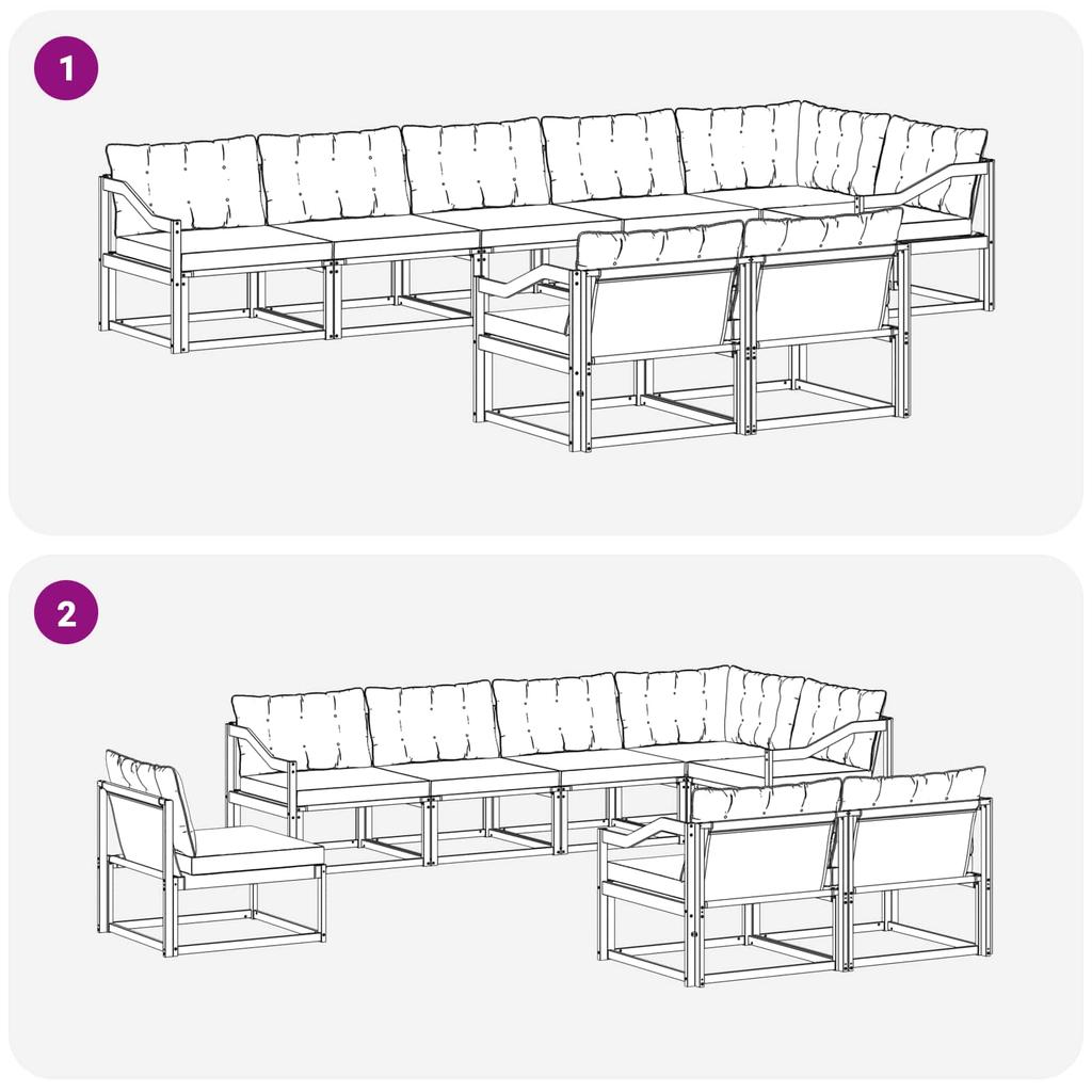 Outdoor Sofa Set with Cushions 8 pcs Natural and Light Grey