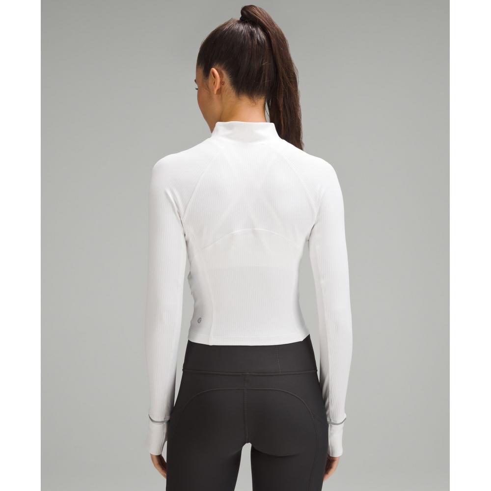 Lululemon It S Rulu Ribbed Cropped Half Zip whIte