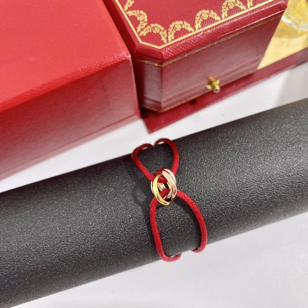 Three-Color Hand-Woven Red Rope Bracelet: Lucky Valentine's Gift for Couples.