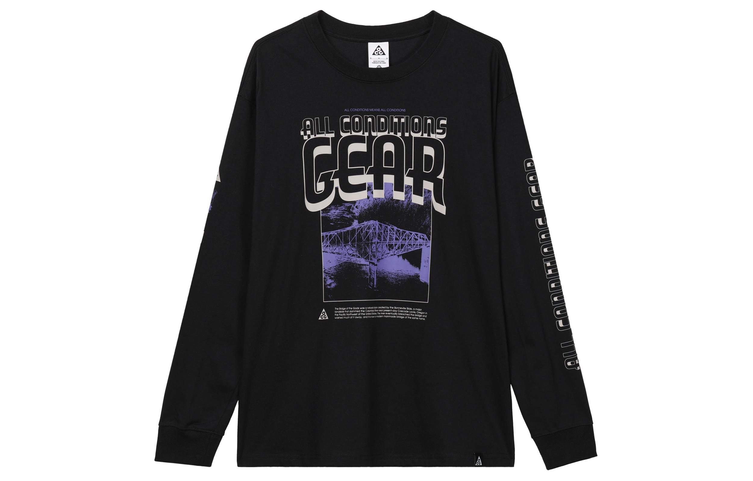 Nike ACG T Shirts Men s Black Crew Neck Moderate Straight Fit FQ3730-010 L