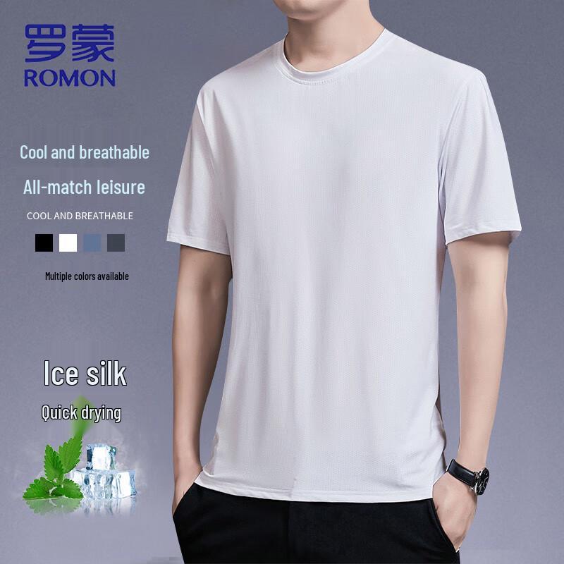 

ROMON Men s Ice Silk Quick-Dry Short Sleeve T-Shirt 3XL