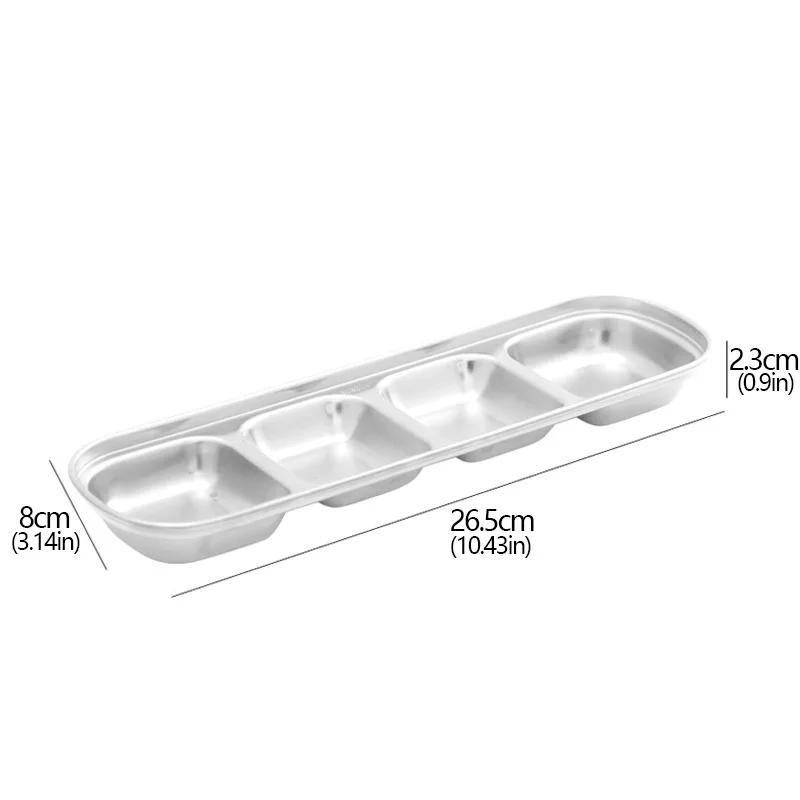 Stainless Steel 1-4 Grids Seasoning Plate Dipping Dish Sauce Dish Hot pot Barbecue Flavor Dish Kitchen Condiment Tray