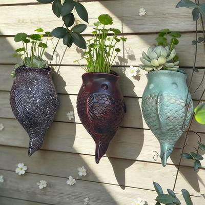 Fioriera a Forma di Pesce da Parete Fioriera a Sospensione a Forma di Pesce Fioriera Decorativa da Parete per Balcone Patio Esterno Giardino