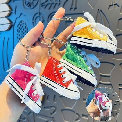 Mini Canvas Sneaker Keychain: Trendy Backpack Pendant and Stylish Gift