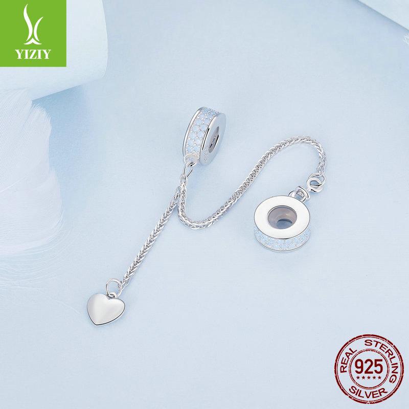 Heart-Shaped Fringed Silicone Positioning Safety Chain, Exquisite Nano Opal S925 Silver Bracelet String Decoration