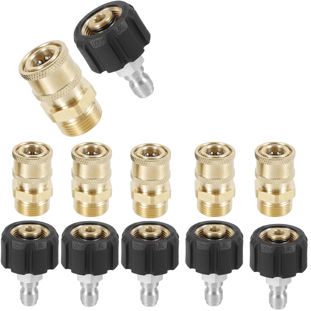 12/2PCS High Pressure Washer Adapter M22 14mm To 1/4 In Quick Connect Fitting Hose Gun Adapter To Wand Connector Accessories