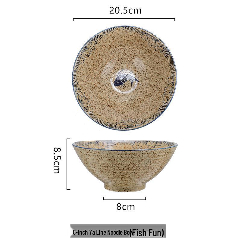 Popular 8-inch Color Glaze Ceramic Ramen Bowl - Hand-painted Trumpet Design