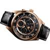Watch Men's Advanced Moonphase [Japanese Movement] Leather Belt Roman Numeral Index 100m Waterproof Tachymeter (Black & Gold)
