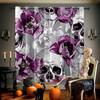 Horror Skull Floral 3D Printed Curtains Retro Gothic Curtains Halloween Party Decorative Curtains Home Decor 2 Pieces