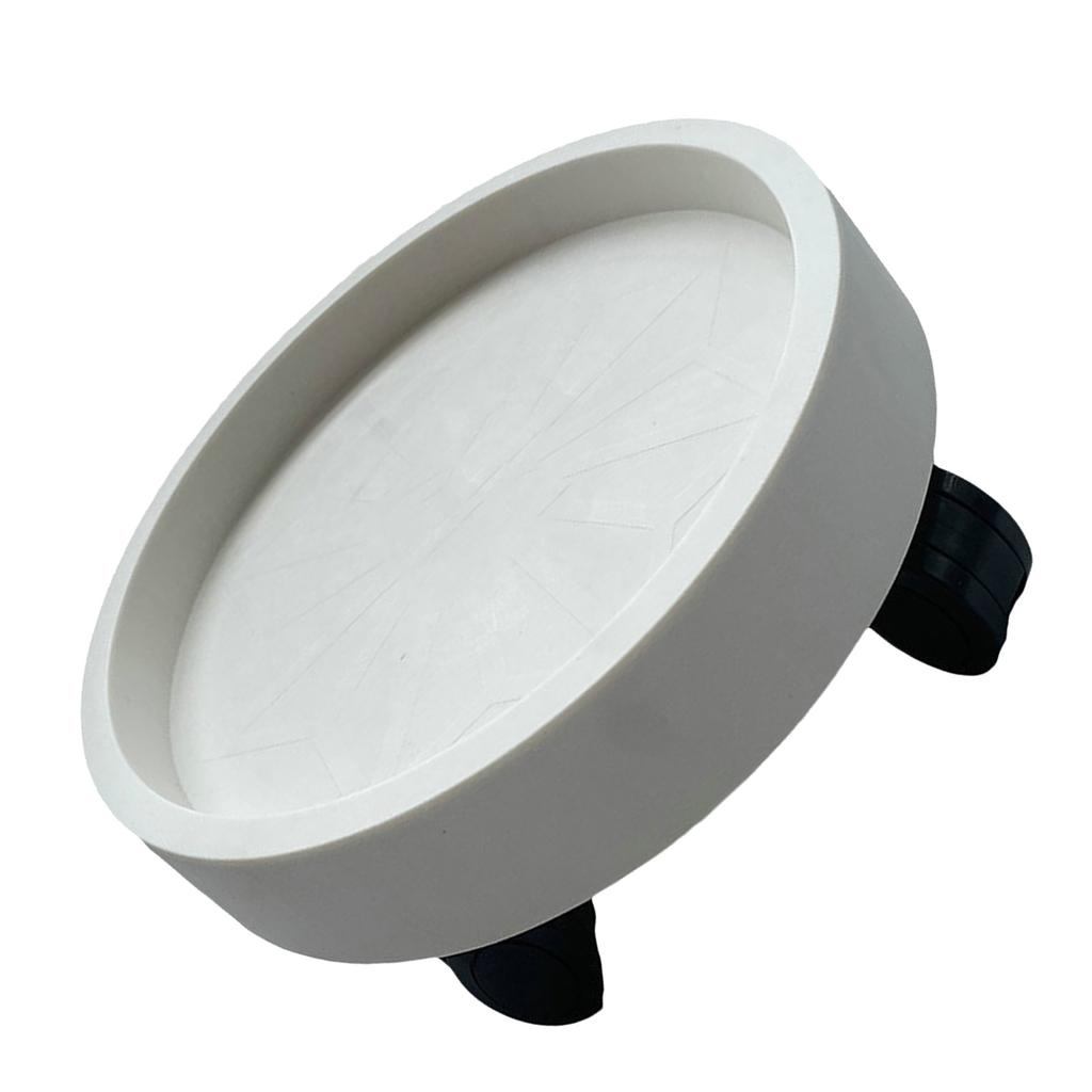Flower Pot Tray Wheels Round Shape Removable Rotating Wheels Plant Stand for Balcony White