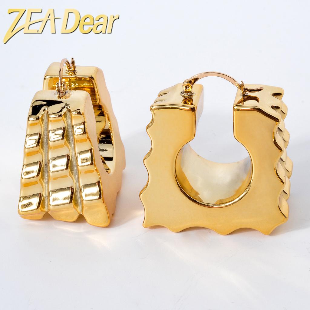 ZeaDear Zircon Dubai Smooth Chunky Big Earrings Fashion Statements African Hanging Earring For Women Luxury Dinner Jewellery