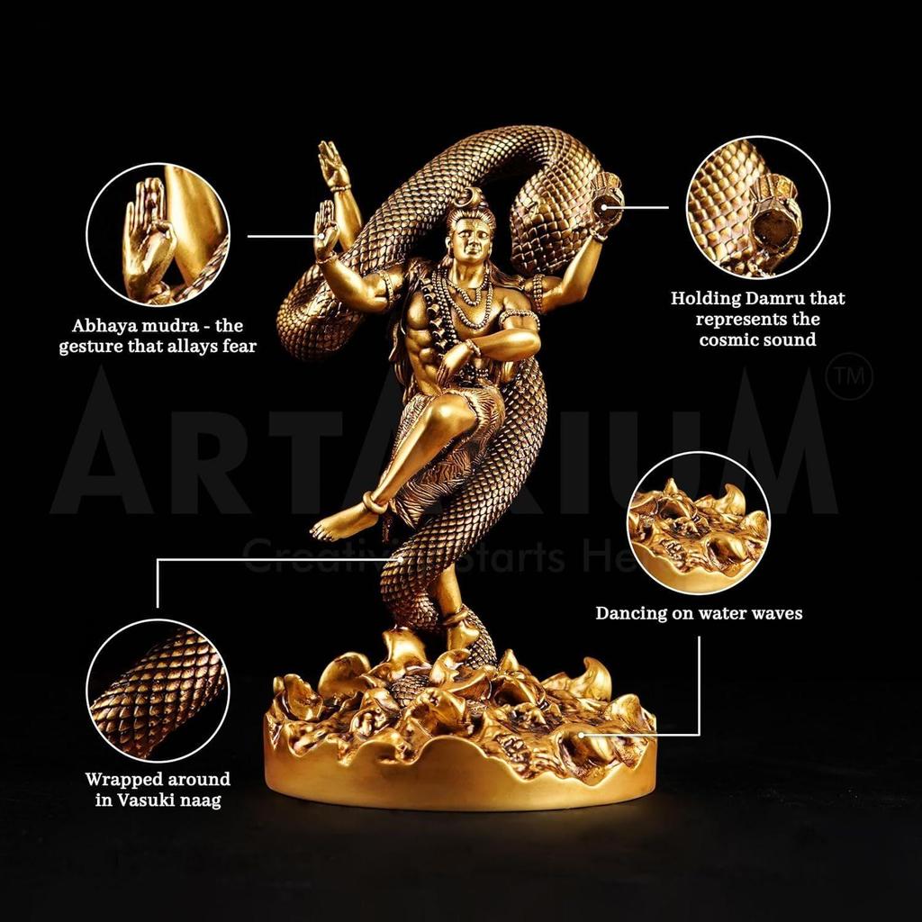 Mystical Shiva Idol Dancing Shivji Statue Handcrafted Shankar Bhagwaan Idol Bholenath Murti Mahadev Statue for Car Dashboard Home Decor Temple