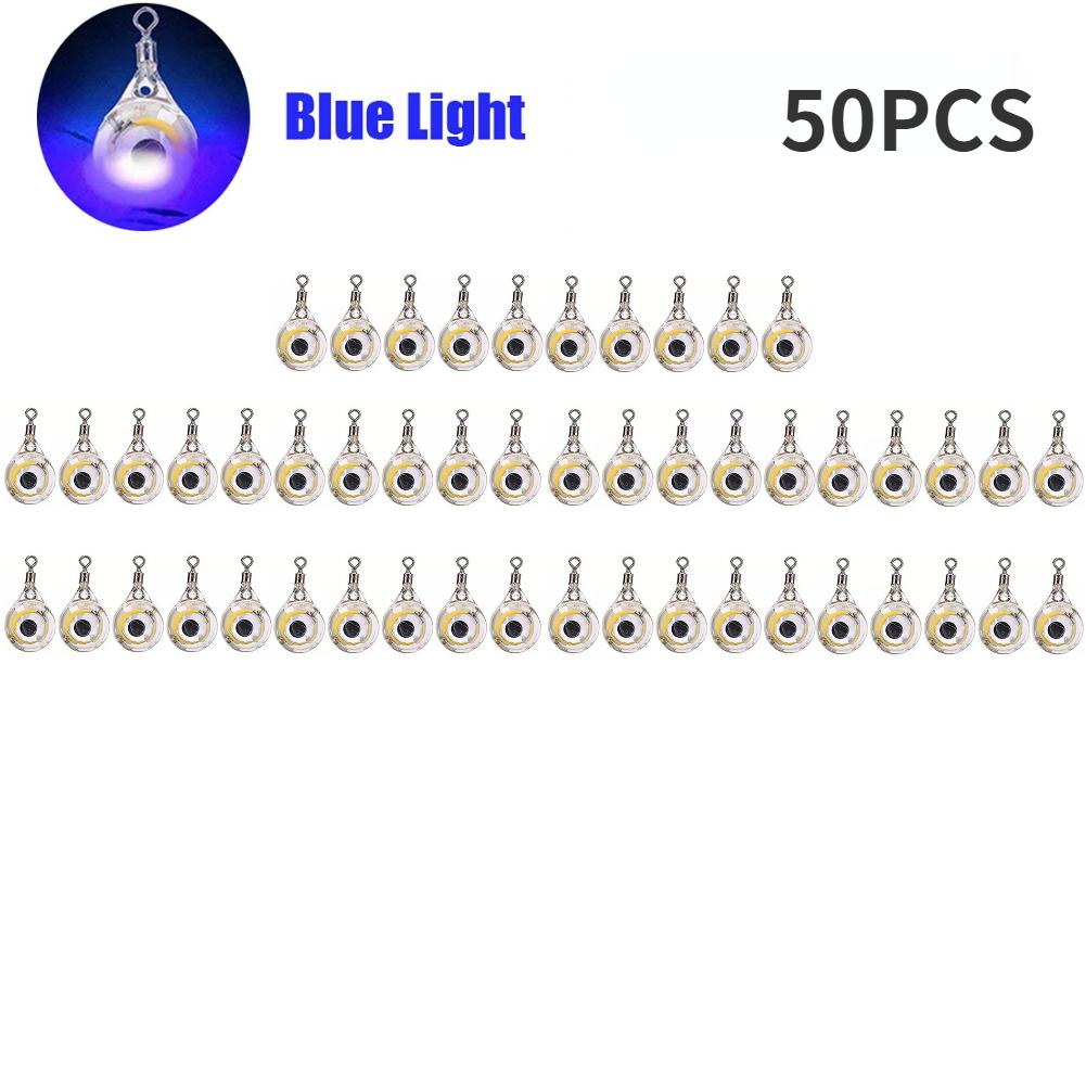 10-200pcs Mini Fishing Lure Light LED Deep Drop Underwater Eye Shape Squid Fish Bait Luminous Lure for Attracting Fish
