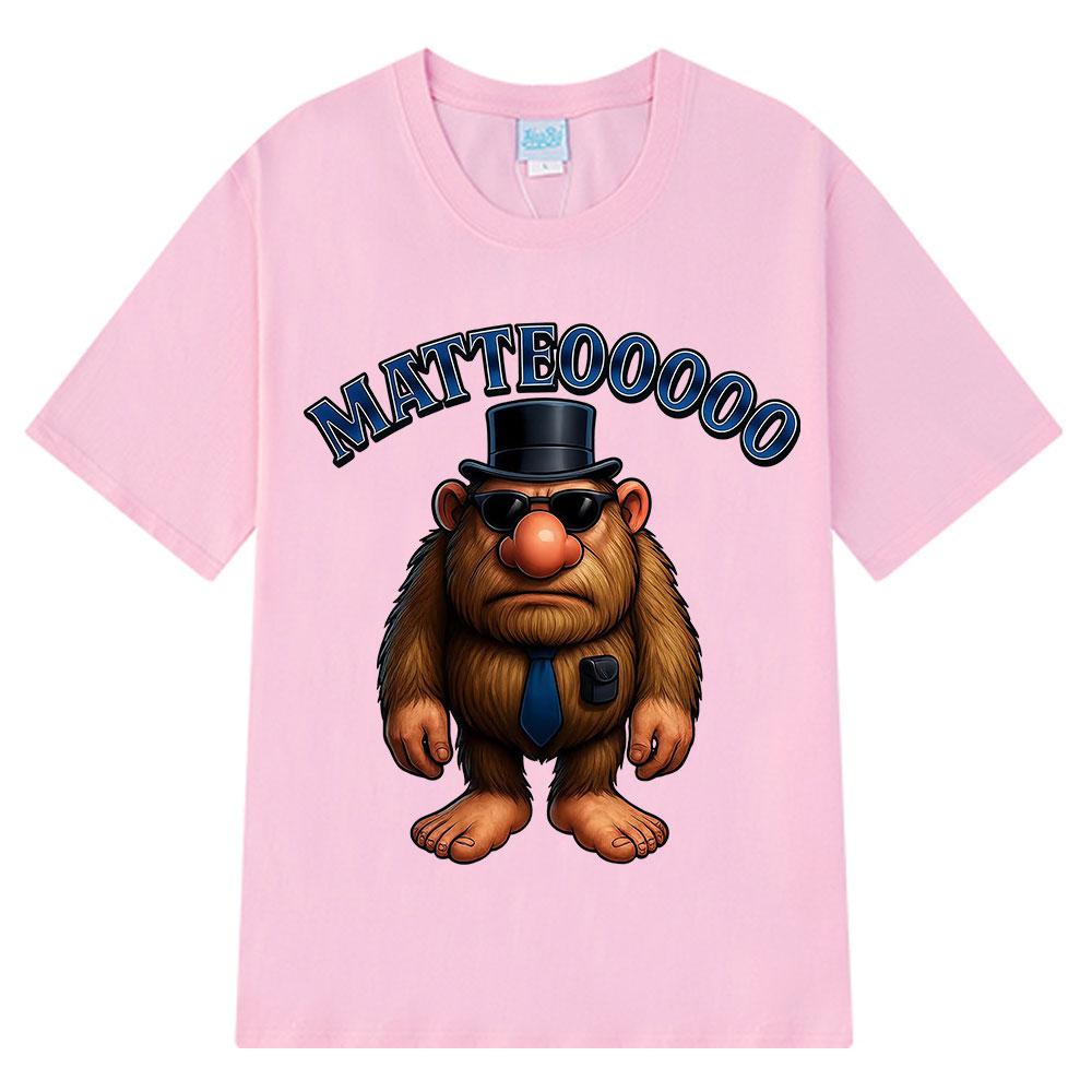 Matteooooo Funny Italian Gorilla Mafia T-Shirt Brainrot Italy Meme T Shirts Men Women Fashion Oversized Hip-hop Cotton T-shirts