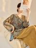 High-End Asymmetrical Embroidered Silk Print Jacket, Chinese Style, Autumn Top N8042