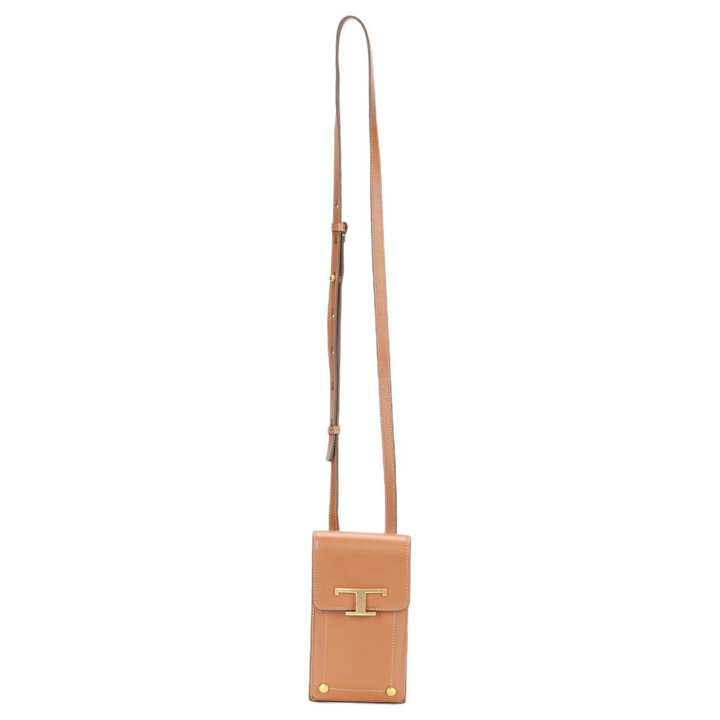Tods Versátil Casual Alça de Ombro Ajustável Bolsa de Celular de Couro Bolsas Femininas Marrom XAWTSAOV302RORS410