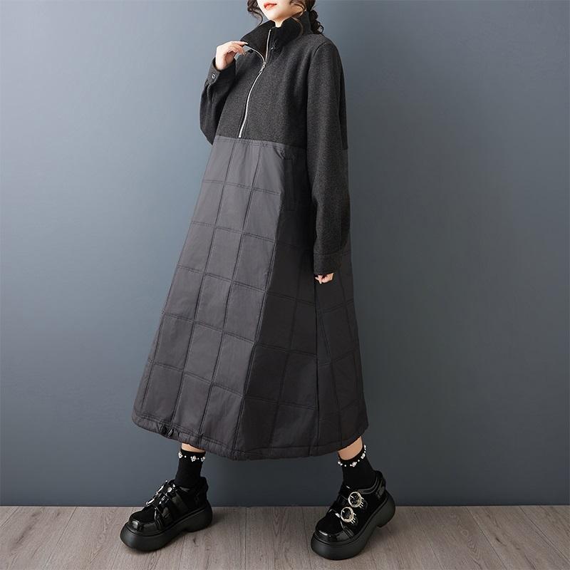 Cotton Padded Black Plus Size Vintage New In Dresses for Women Casual Loose Long Spring Autumn Winter Dress