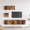 4 Piece TV Cabinet Set Wall Mountable Rustic Wood Look Engineered Wood