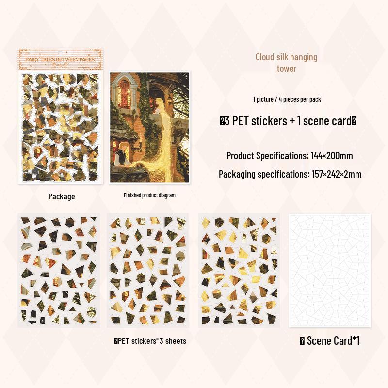Retro Fairytale Scenery Stickers: A Beautiful Day Series for Journals - 4 Styles