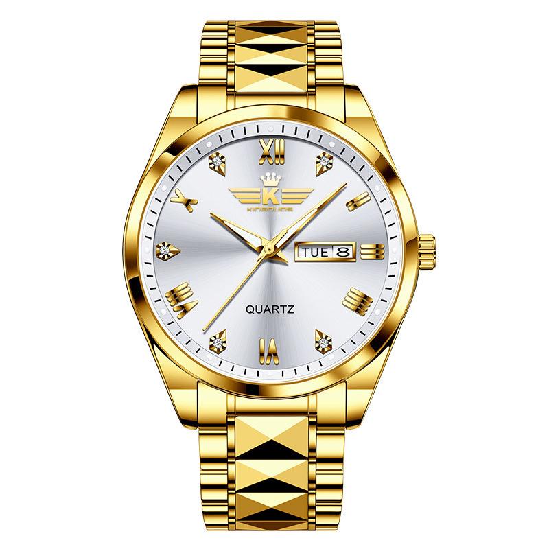 Top Brand New Men's Watch Genuine Waterproof Quartz Double Calendar Fashion Business Watch